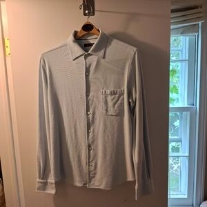 Loro Piana Sky blue pique-knit shirt